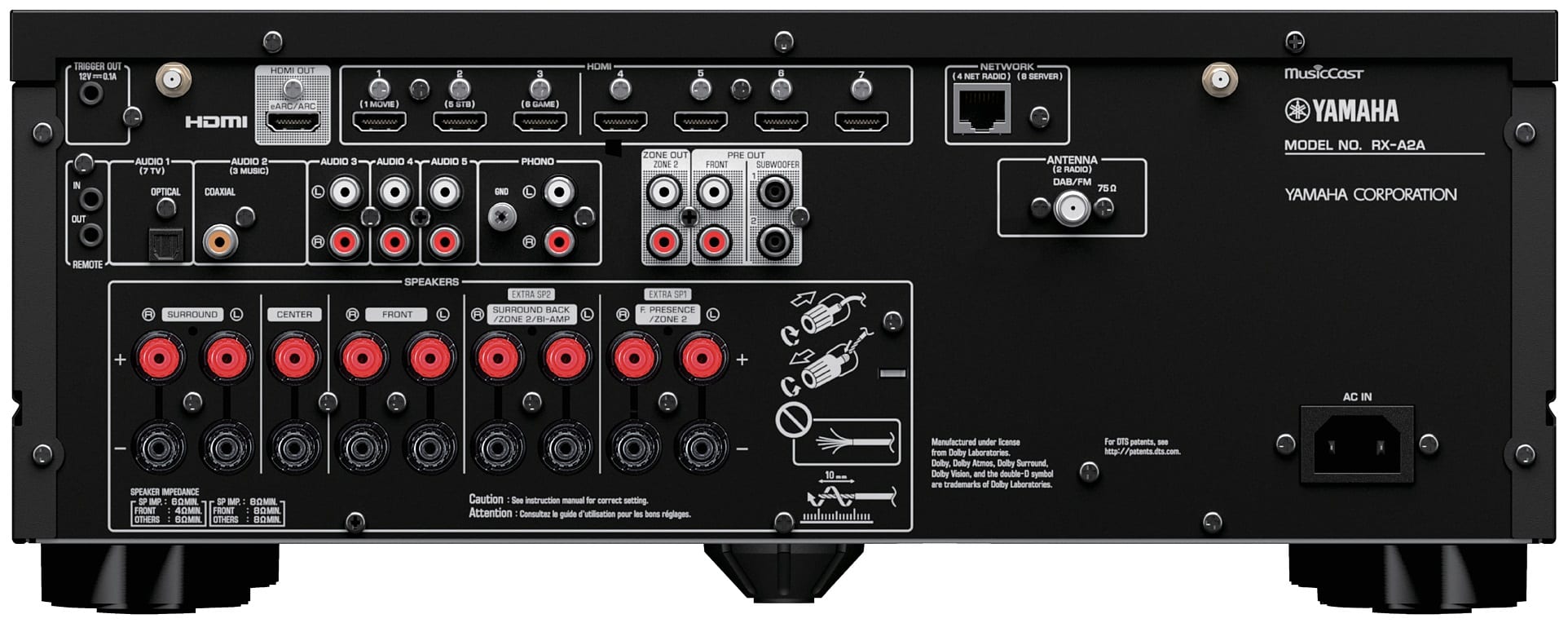 Yamaha RX-A2A zwart - achterkant - AV Receiver