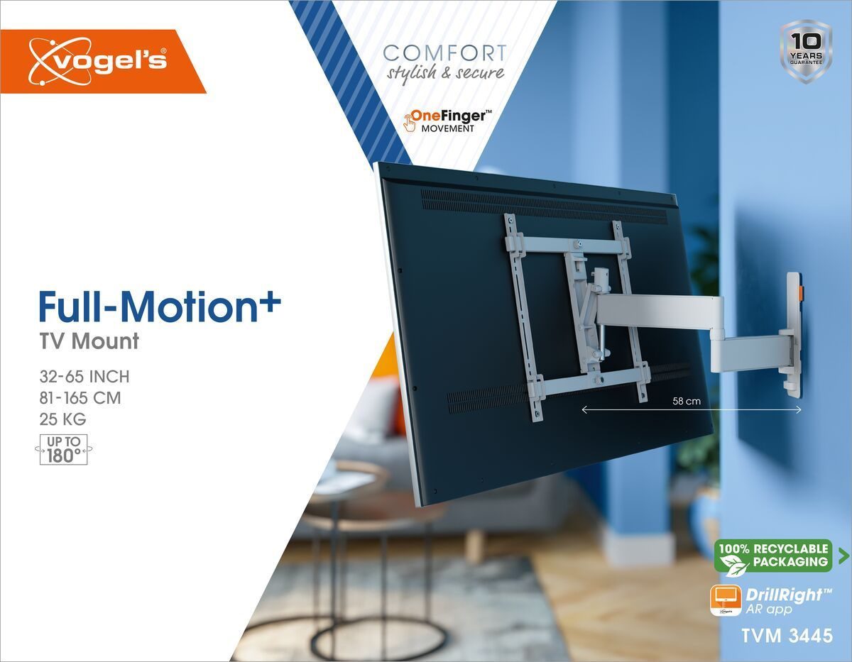 Vogels Comfort TVM 3645 draai 40-77″ wit - TV beugel